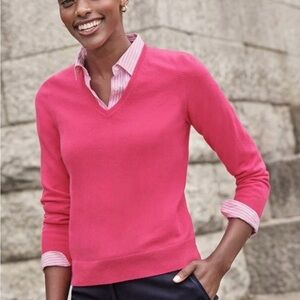 100% Cashmere V-Neck Peony Pink Sweater 3XL